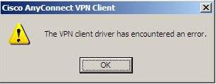 vpn client driver has encountered an error